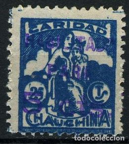 Timbres: ESPAÑA. GUERRA CIVIL. LOCAL. CHAUCHINA. EDIFIL 9. SOBRE SELLO AZUL OSCURO